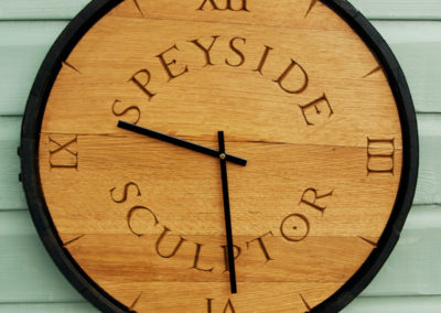 Scotch whisky barrel hand-carved lettering, large, garden, outdoor clock