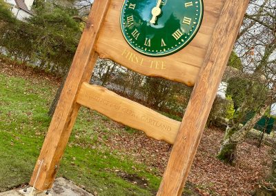Hand-crafted oak golf course clock