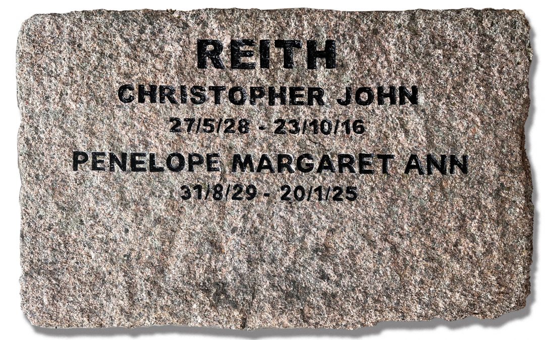 Granite headstone inscription