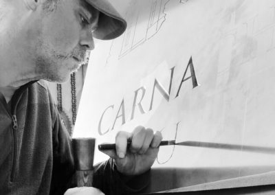 A photo of Scottish sculptor, Stuart Murdoch in his studio workshop
